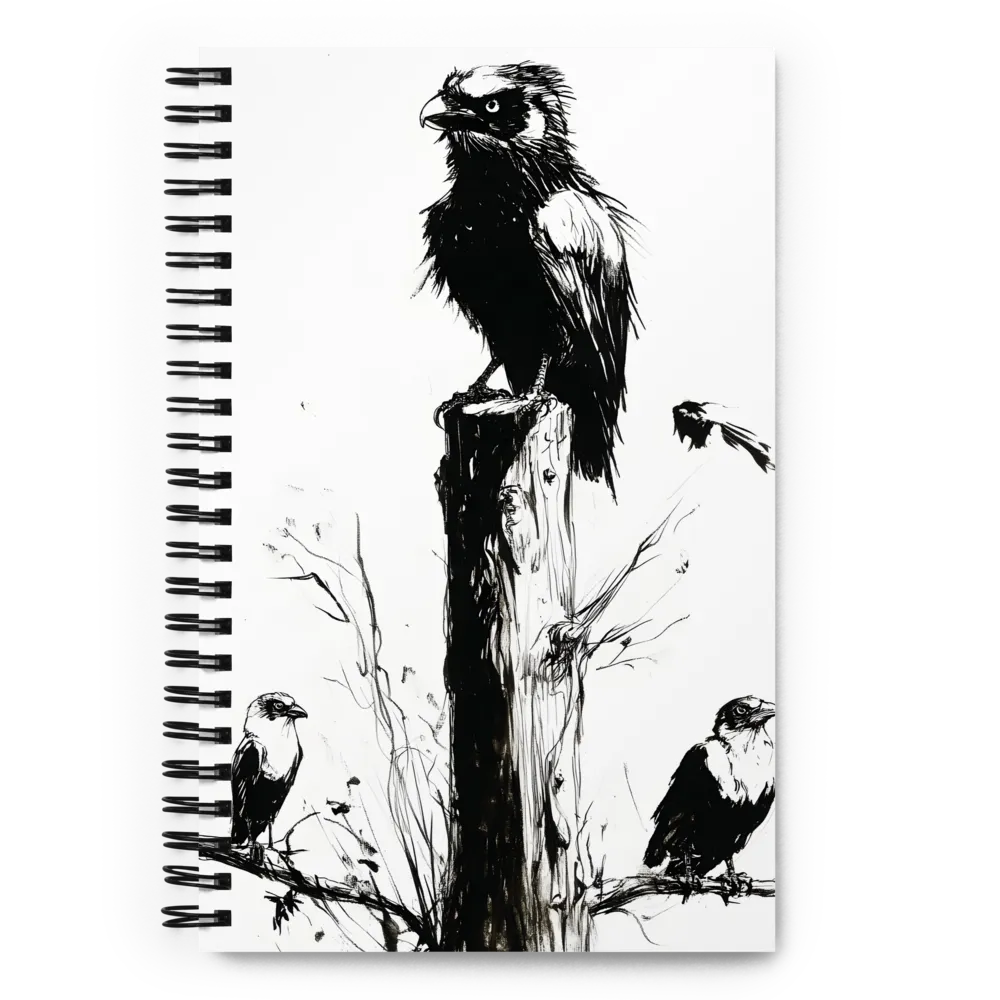 Crows on a Wooden Post 
 Spiral Notebook | 140 pages