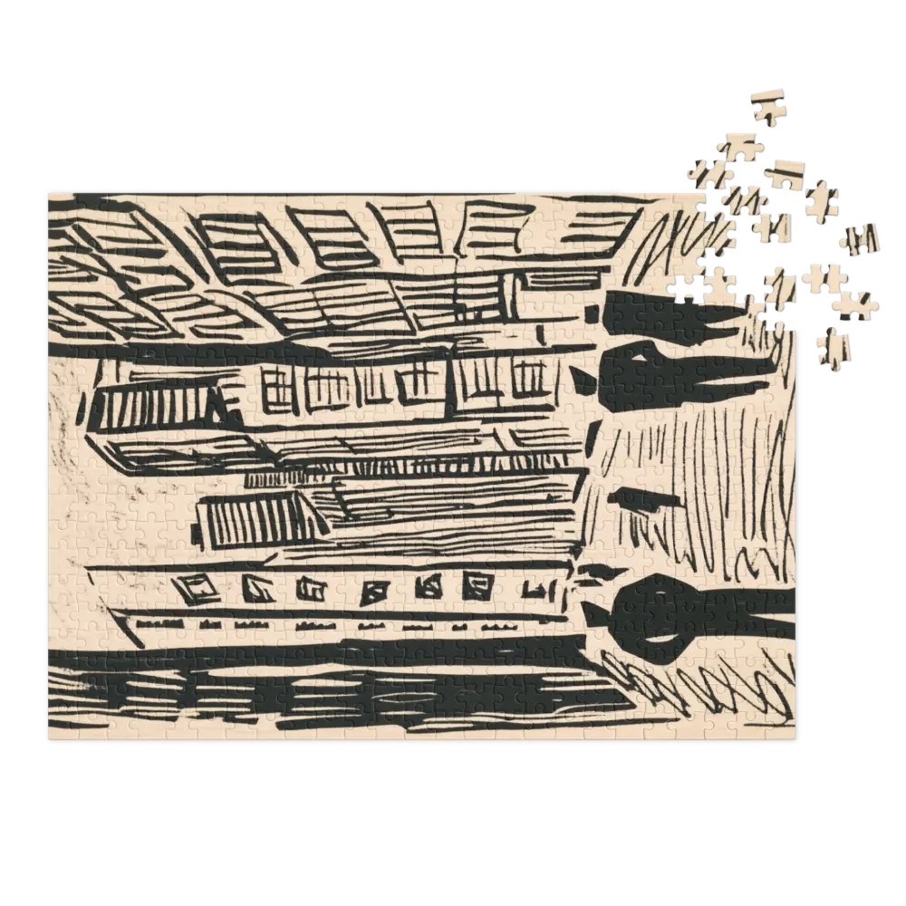 Expressionist Cityscape Woodcut | Jigsaw Puzzle (252/520 pieces)