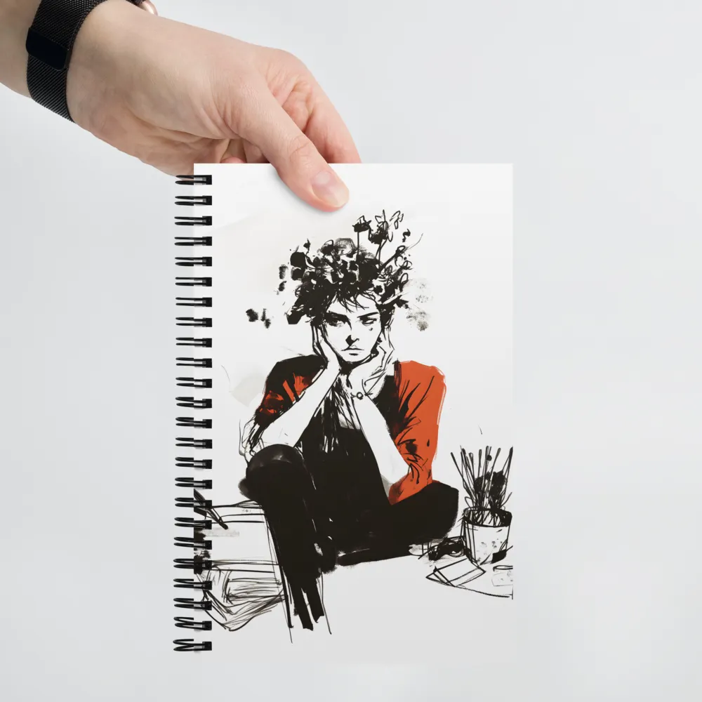 Pensive Bloom: A Contemplative Portrait 
 Spiral Notebook | 140 pages