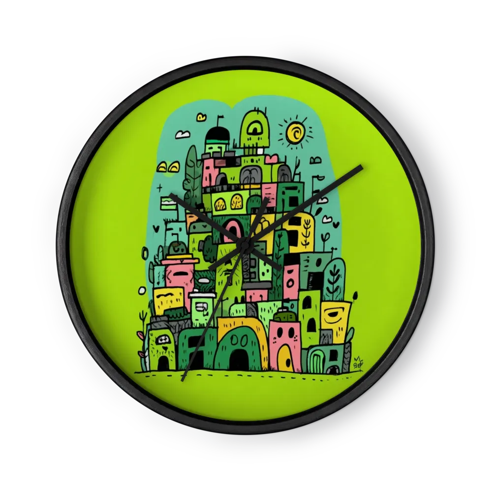 Stacked Fantasy Village | Wall Clock