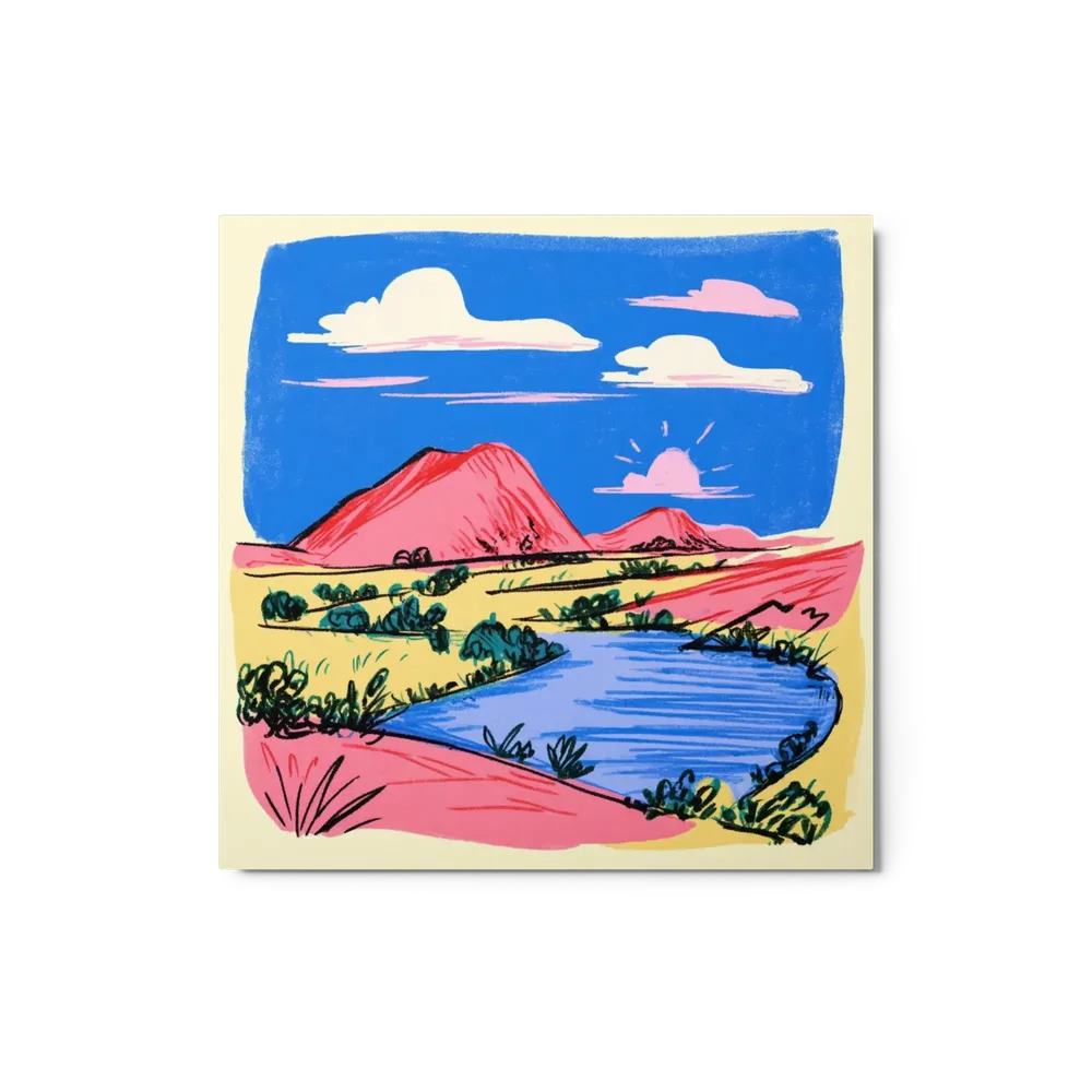 Pink Mountain and Blue Lake | Art Print