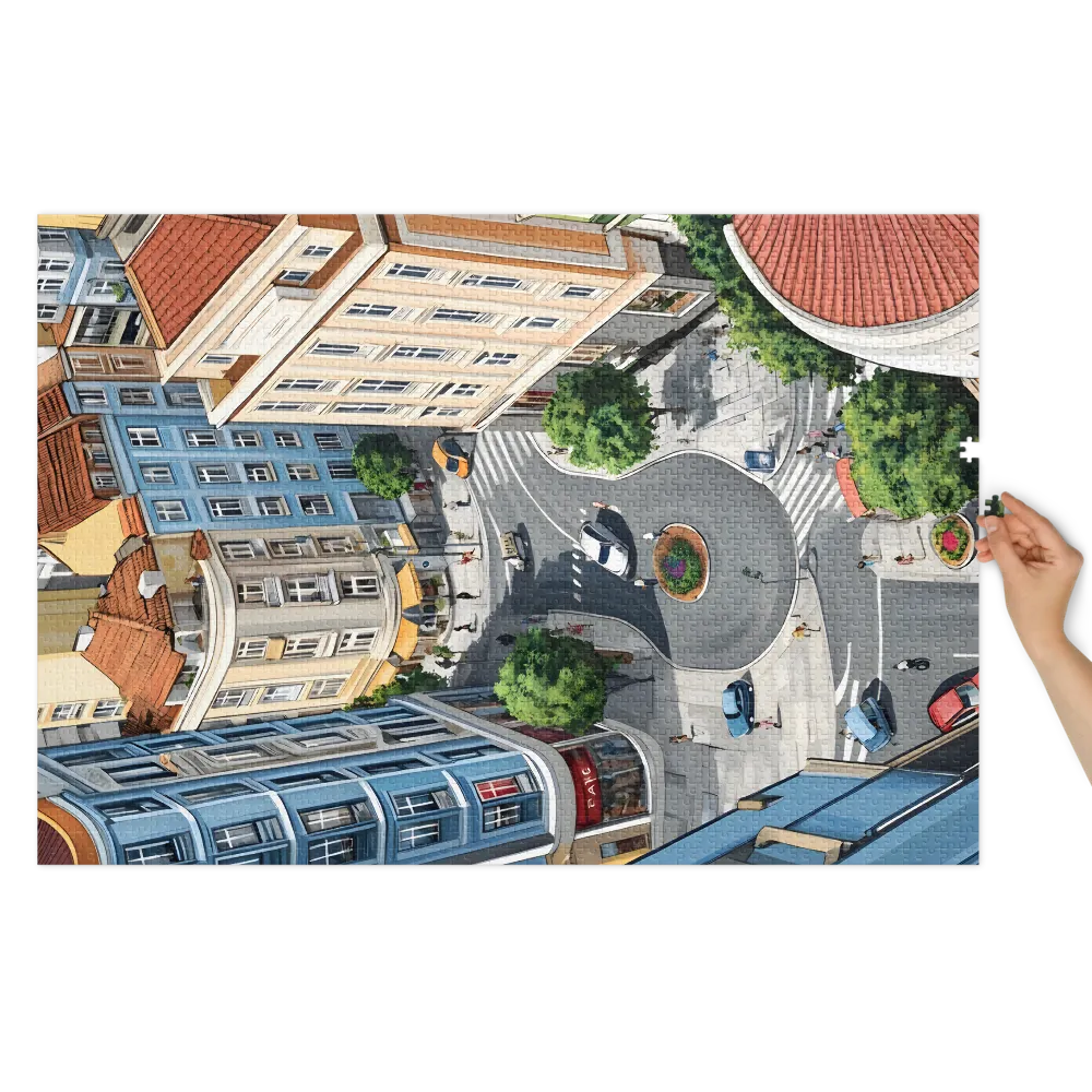 Urban Roundabout 
 Jigsaw Puzzle in Tin Box