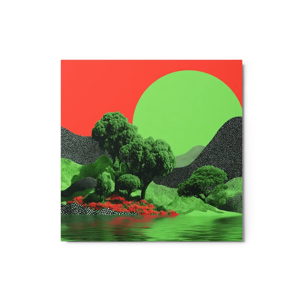 Emerald Trees on Red Horizon | Art Print