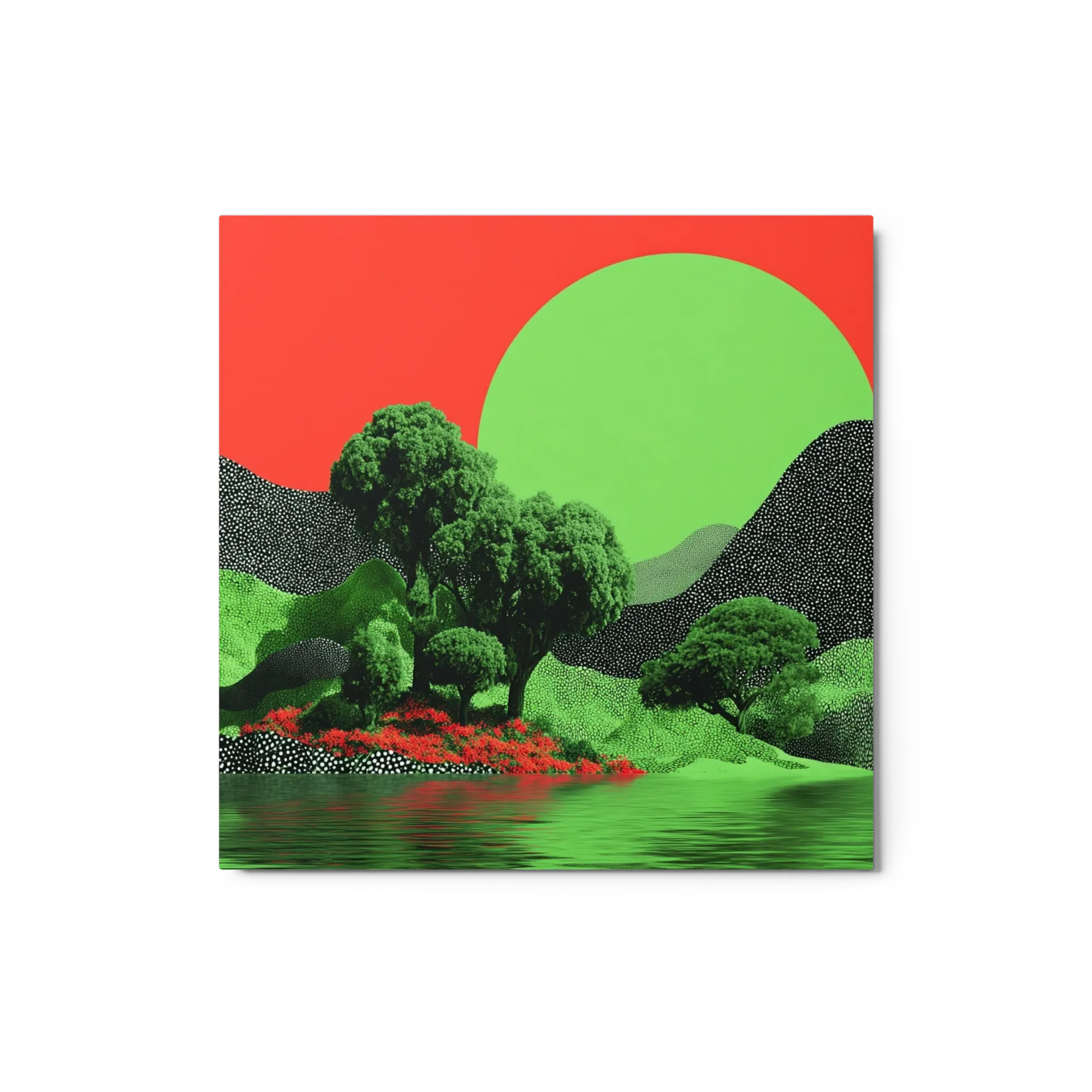 Emerald Trees on Red Horizon