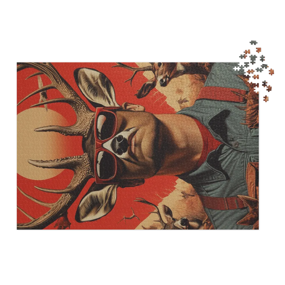 Surreal Man with Deer Antlers