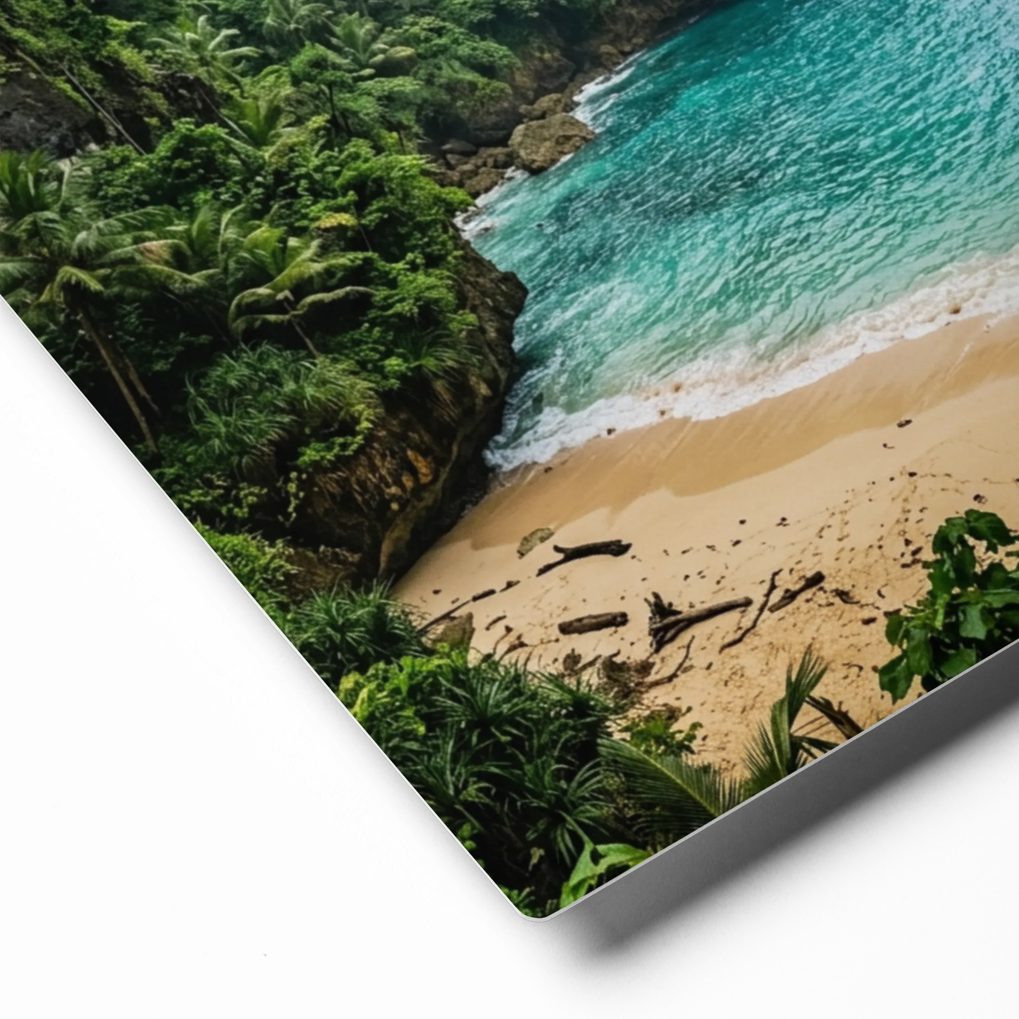 Hidden Tropical Beach Cove 
 Metal Print | 20″x 30″