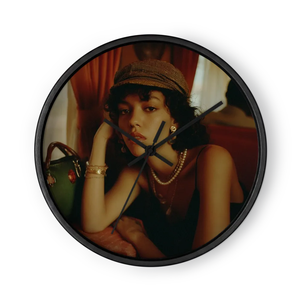 Woman in Newsboy Cap | Wall Clock