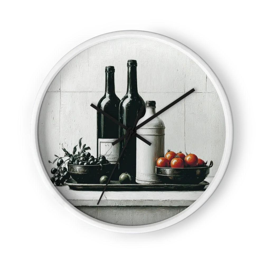 Monochrome Still Lifes With Wine — Bottles, Tile, Soft Grey