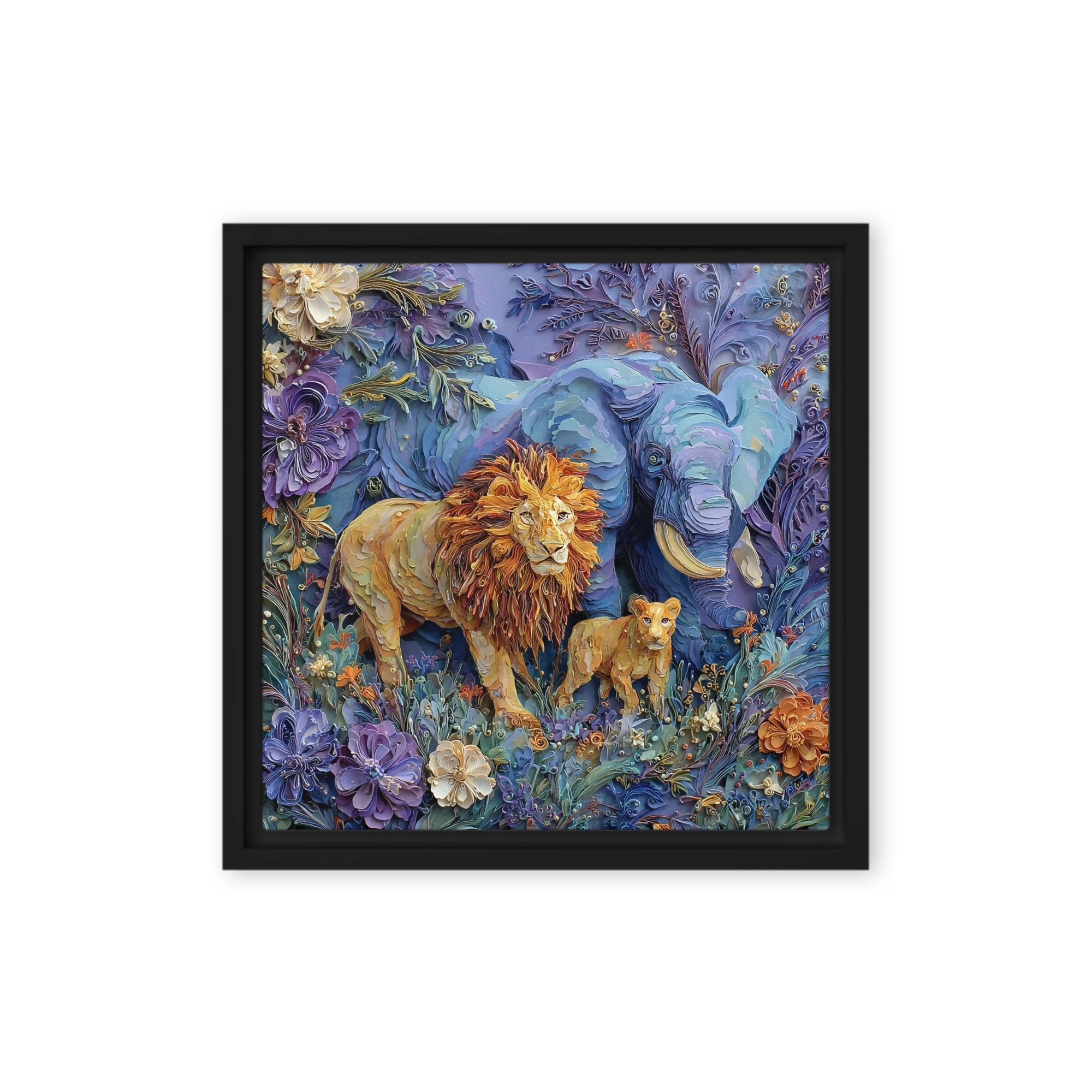 Majestic Paper Cut Lions and Elephant