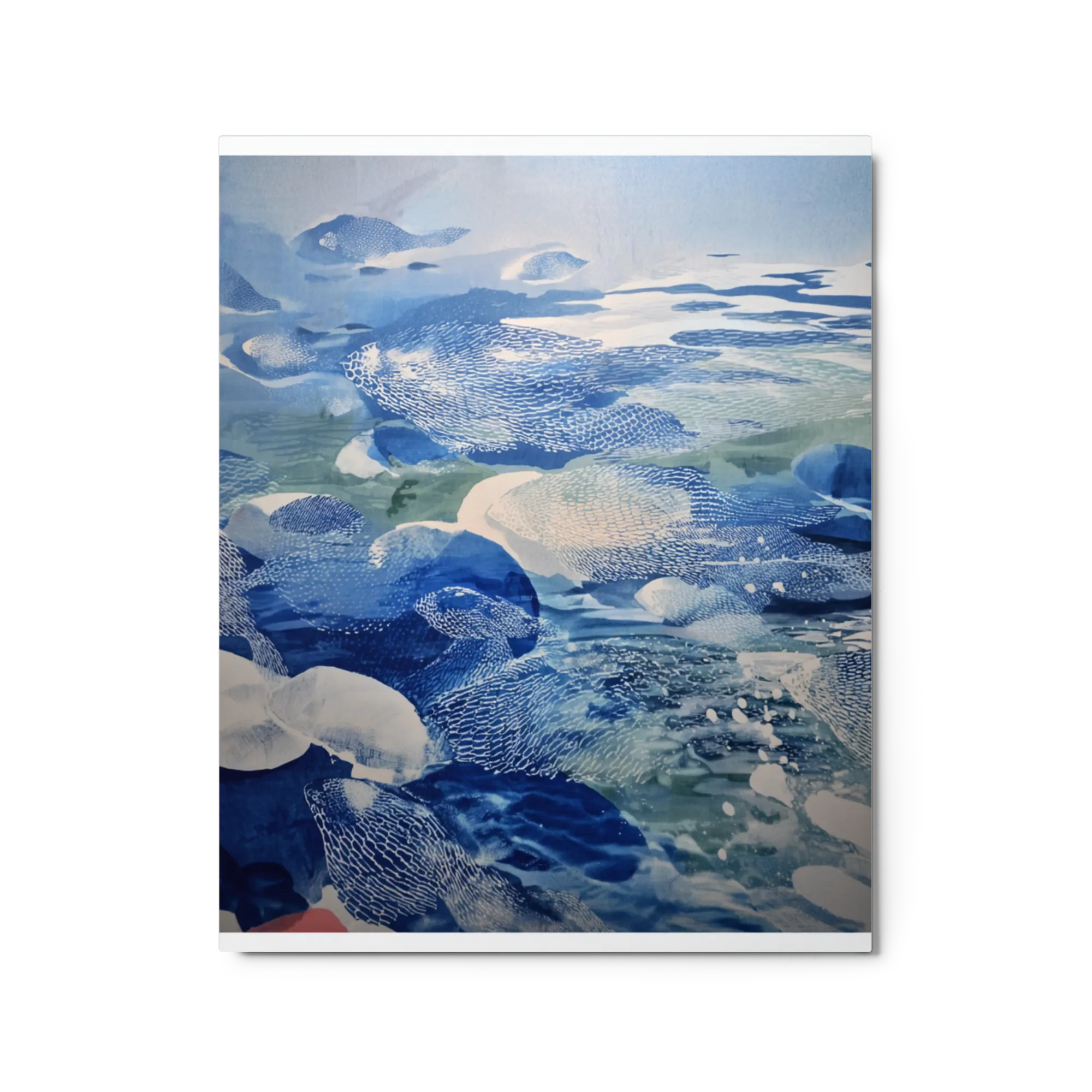 Depths of Cyan 
 Poster with White Frame | 16″x 16″