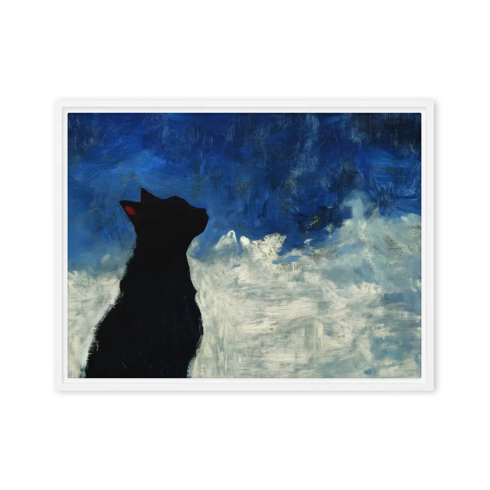 Cat Silhouette Landscape 
 Poster with White Frame | 10″x 10″
