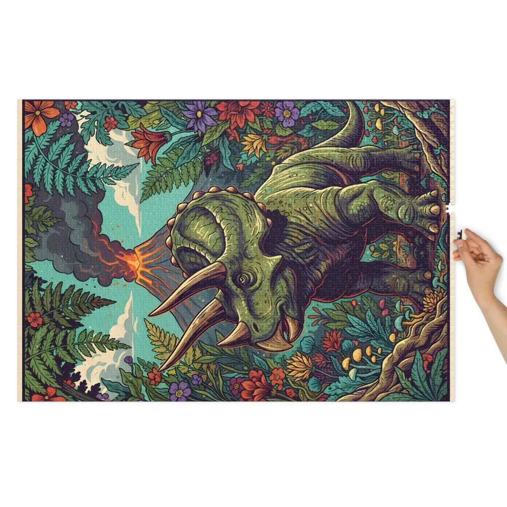 Triceratops and the Volcano | Jigsaw Puzzles