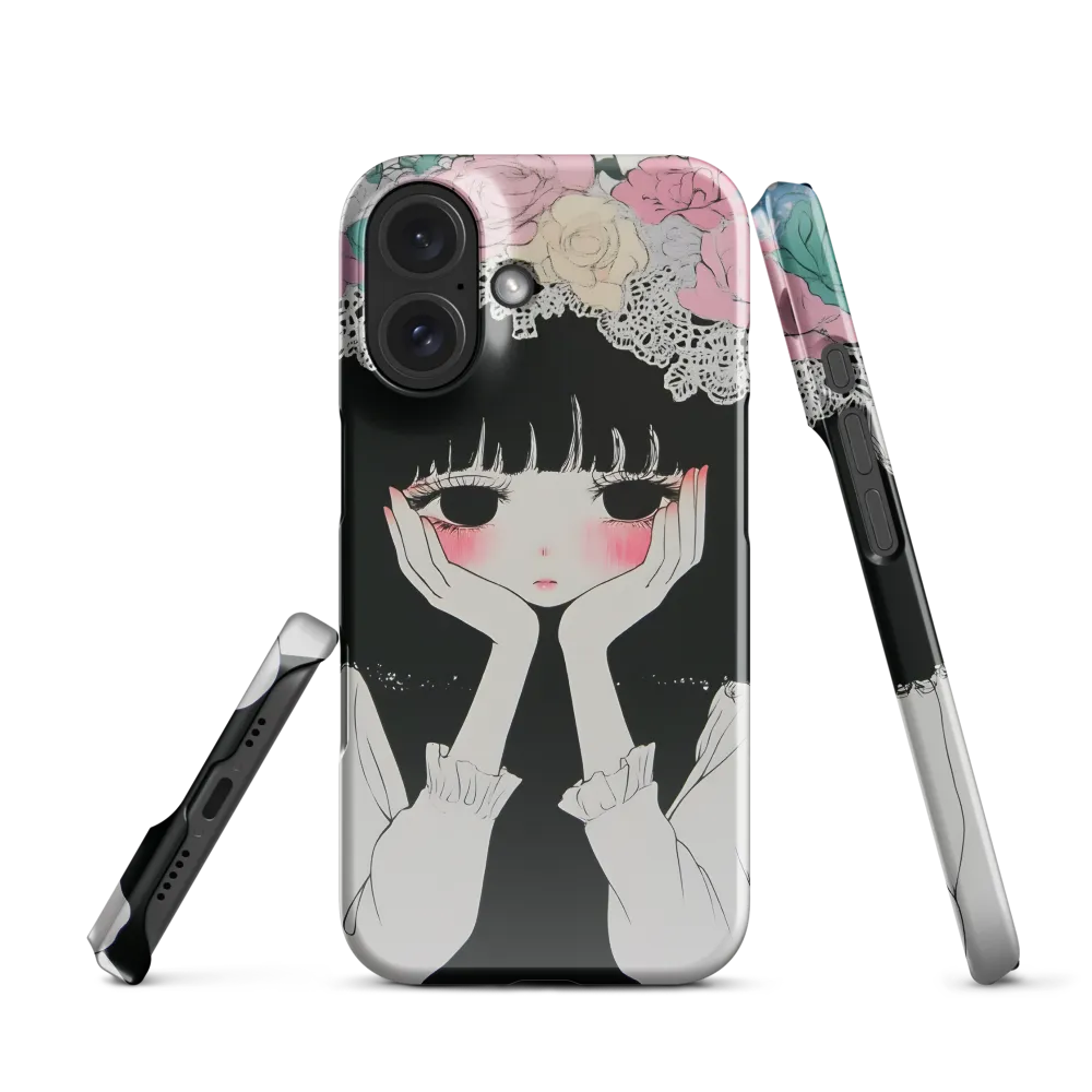 Pensive Gaze, Floral Crown 
 iPhone 16 Pro | Tough Case
