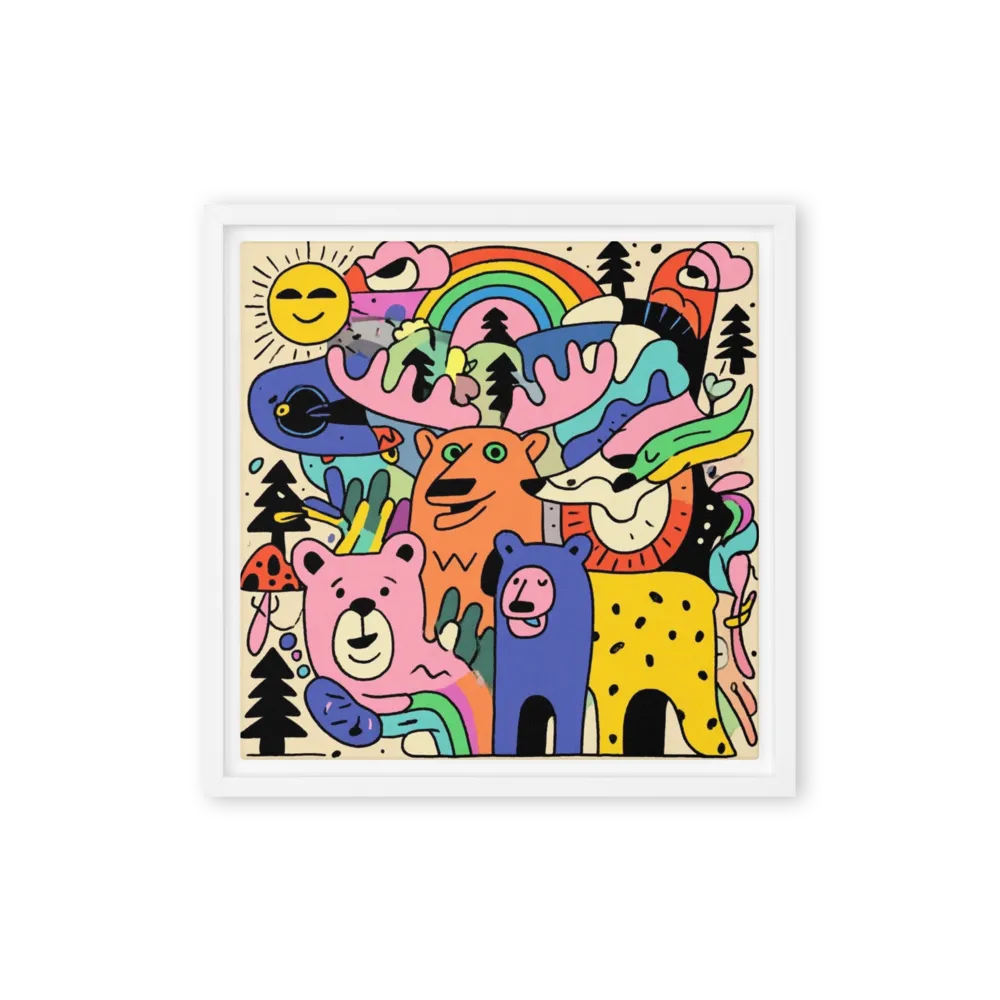 Forest Friends Doodle 
 Metal Print | 12″x 12″
