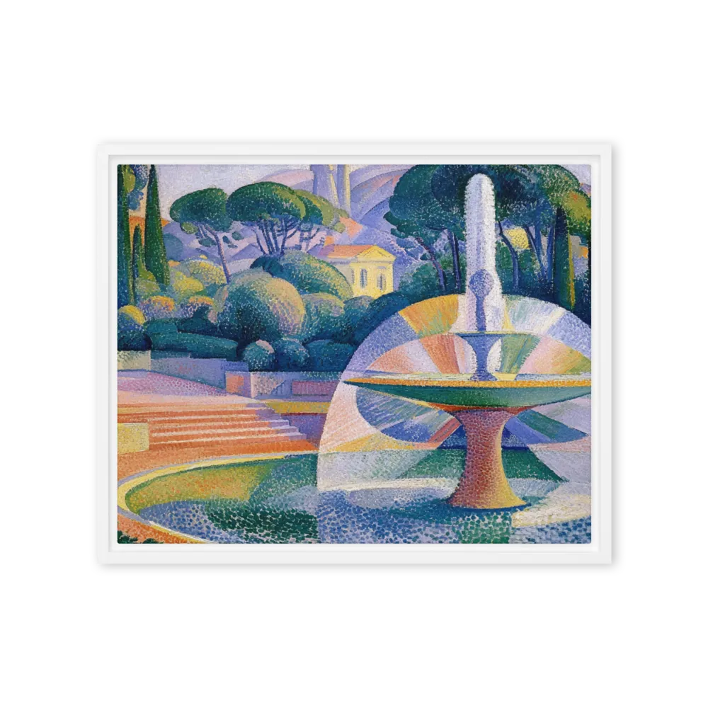 The Garden Fountain 
 Canvas with Brown Frame