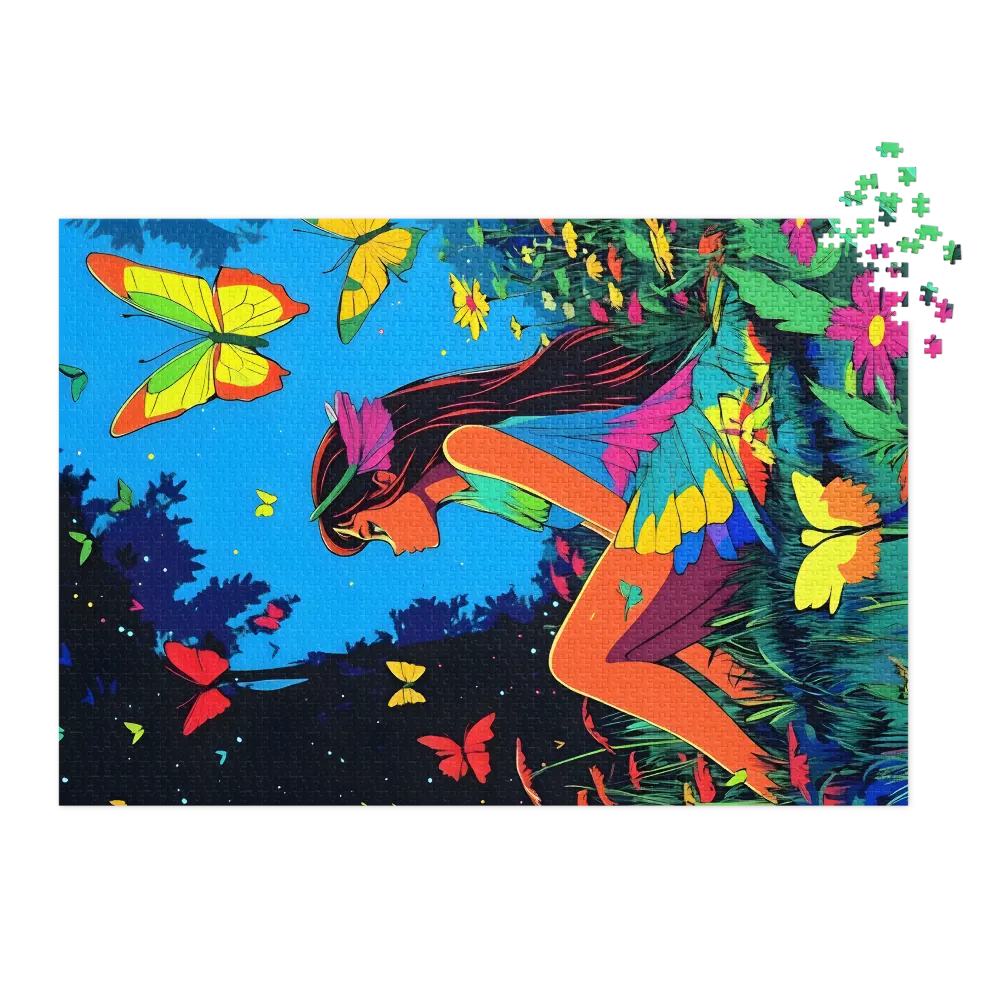 Girl Surrounded by Butterflies