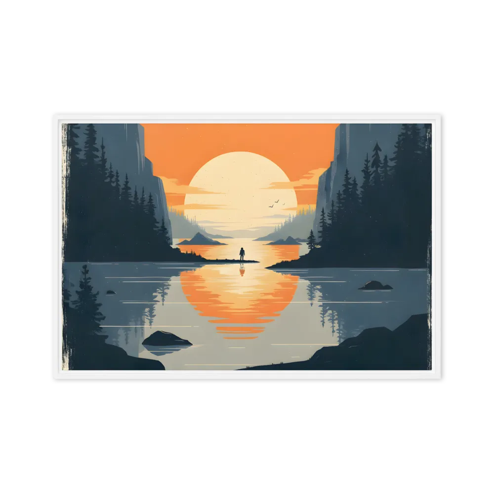 Tranquil Sunset Reflection 
 Canvas with White Frame