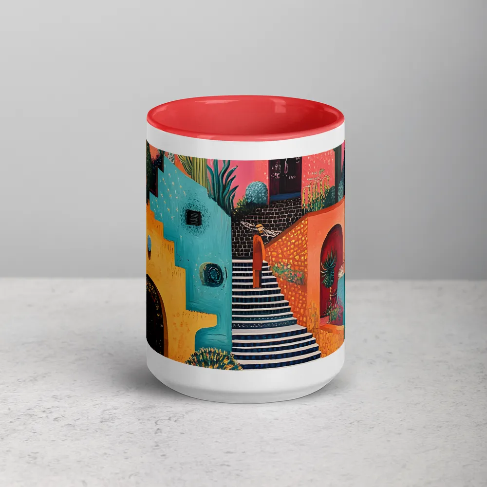 Desert Oasis Steps 
 Mug with Pink inside