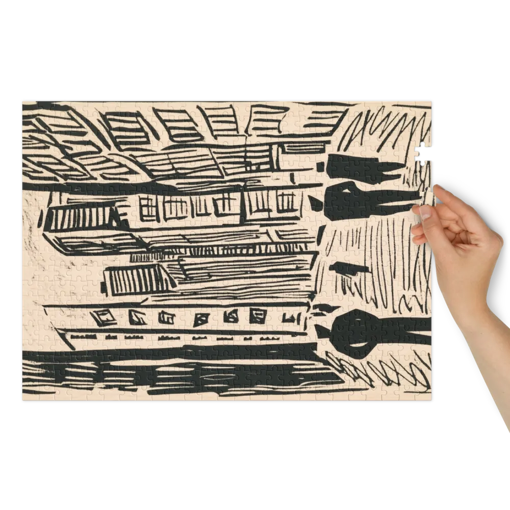 Expressionist Cityscape Woodcut | Jigsaw Puzzle (252/520 pieces)