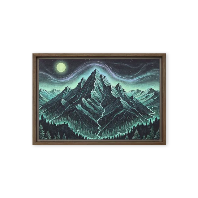Stippled Mountain Aurora | Art Print
