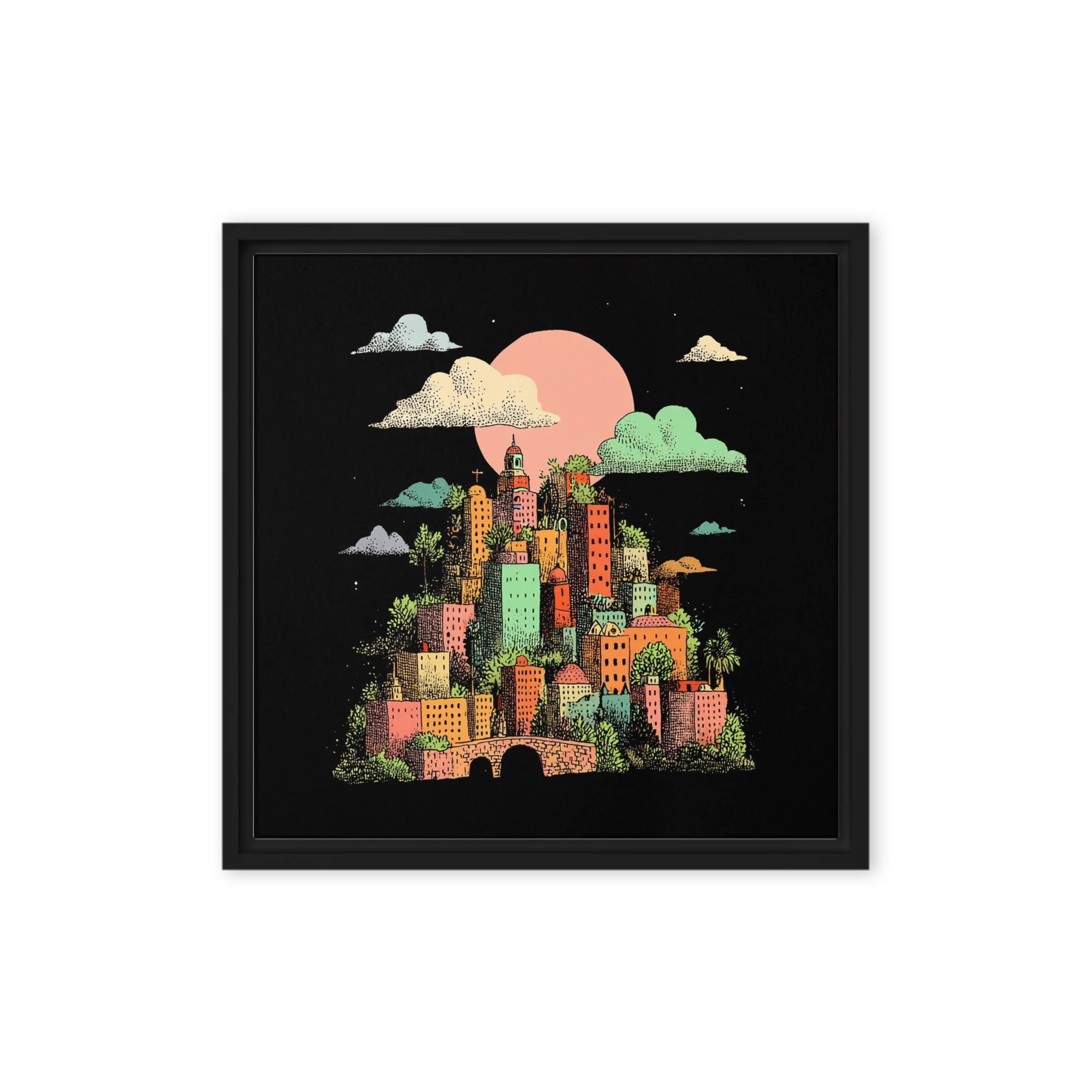 Nocturnal Hillside Village
