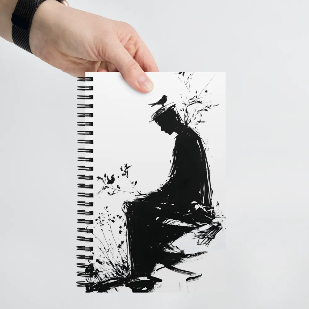 Pensive Silhouette with Bird 
 Spiral Notebook | 140 pages