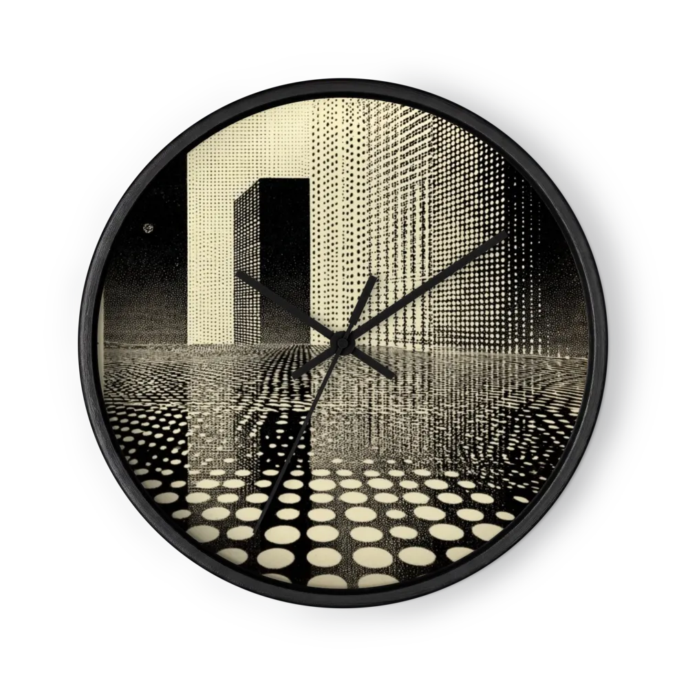 Monochrome Grid Horizon | Wall Clock
