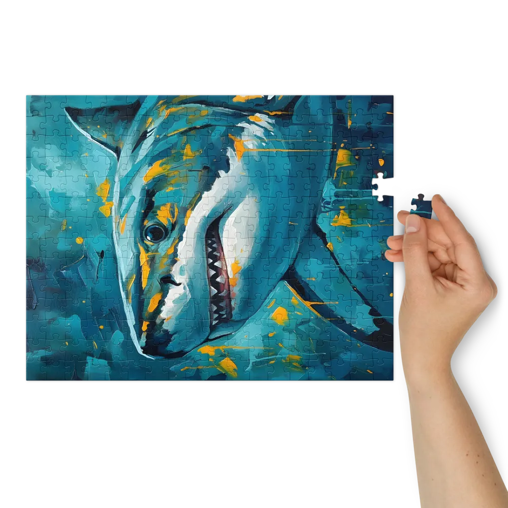 Teal Shark Portrait | Jigsaw Puzzles