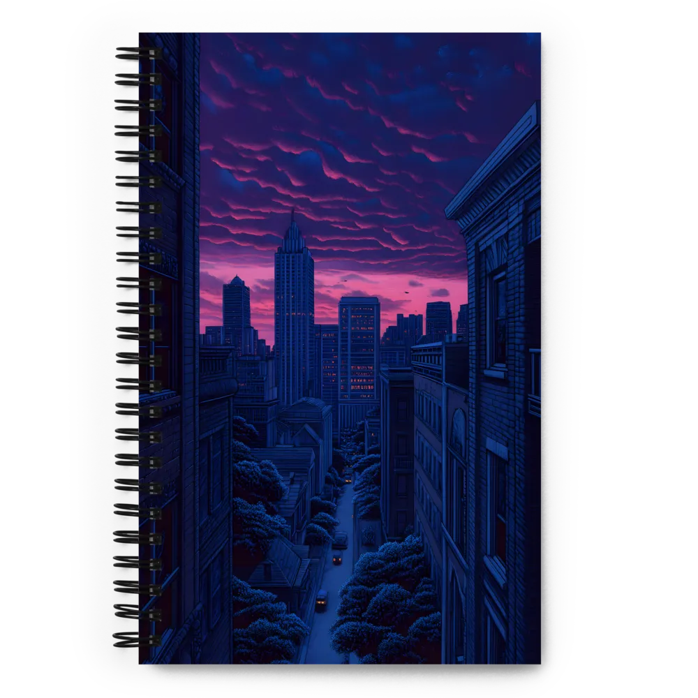 Neon Dusk Cityscape 
 Spiral Notebook | 140 pages