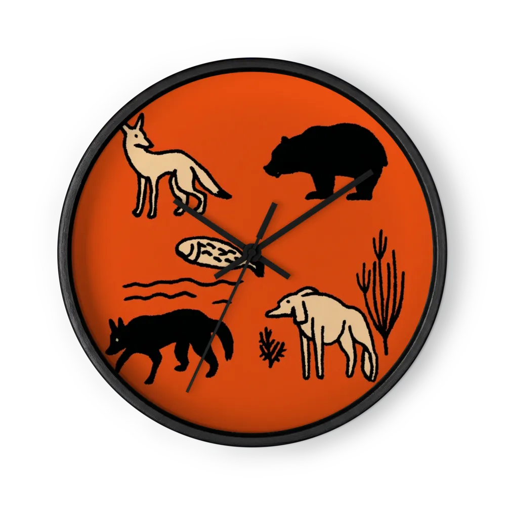 Folk Animal Sketches | Wall Clock