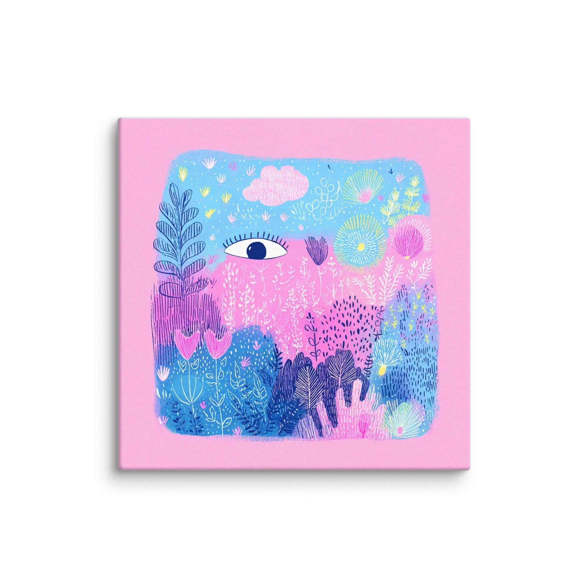Whimsical Crayon Doodles Wall Art — Pink Crayon Animals