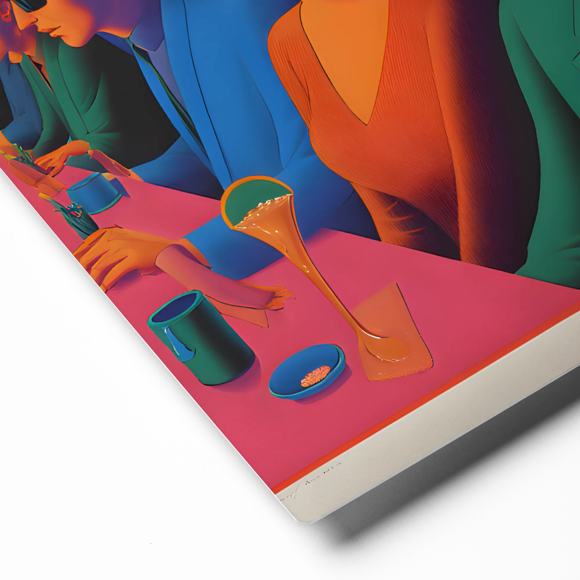 Neon Sunset Diner 
 Metal Print | 12″x 12″