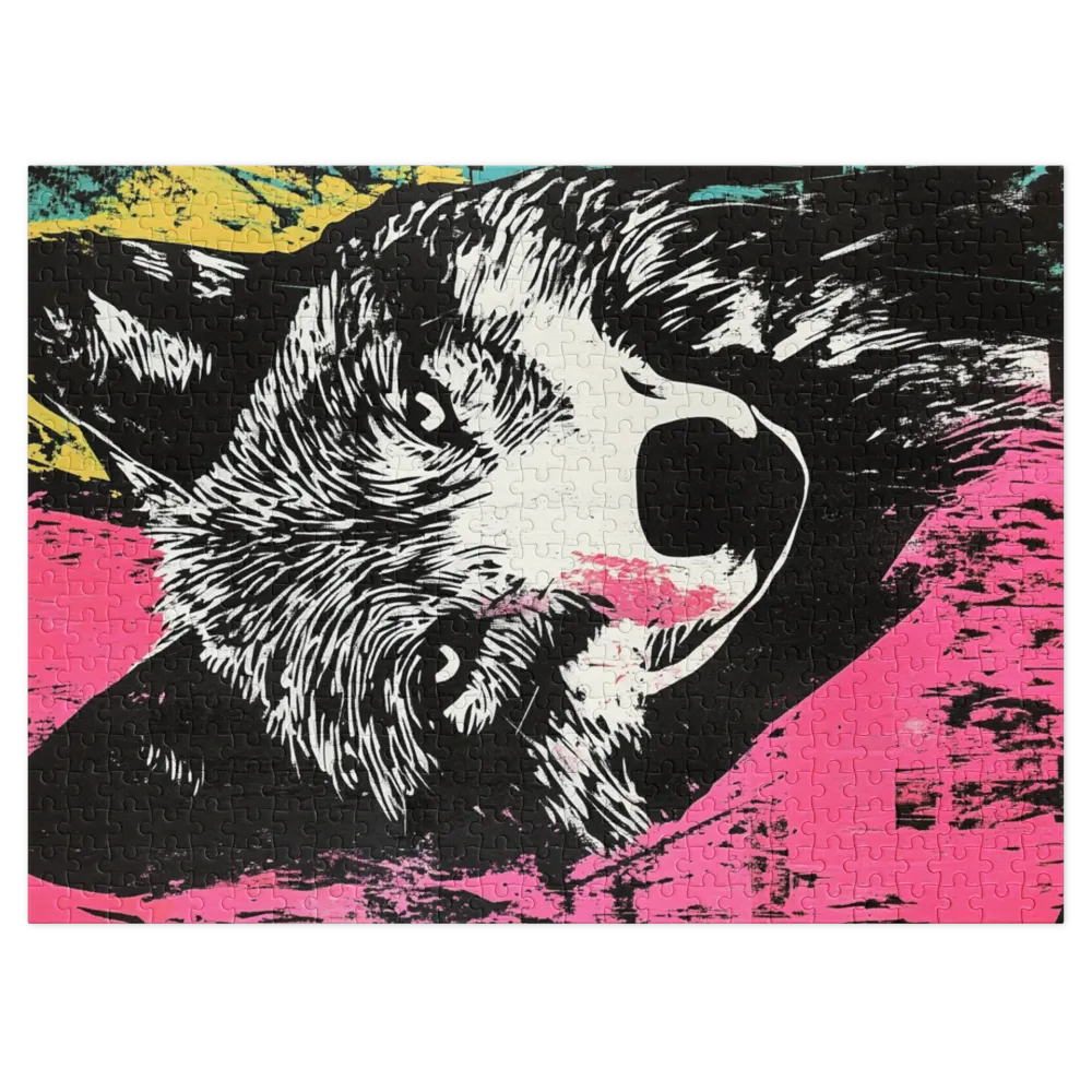 Retrato de Lobo Neon 
 Puzzle em caixa de metal