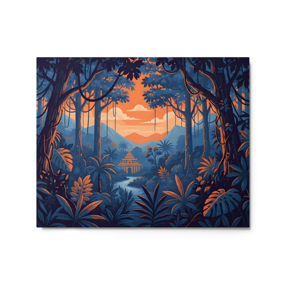 Jungle Pagoda Sunset 
 Poster with White Frame | 11″x 14″