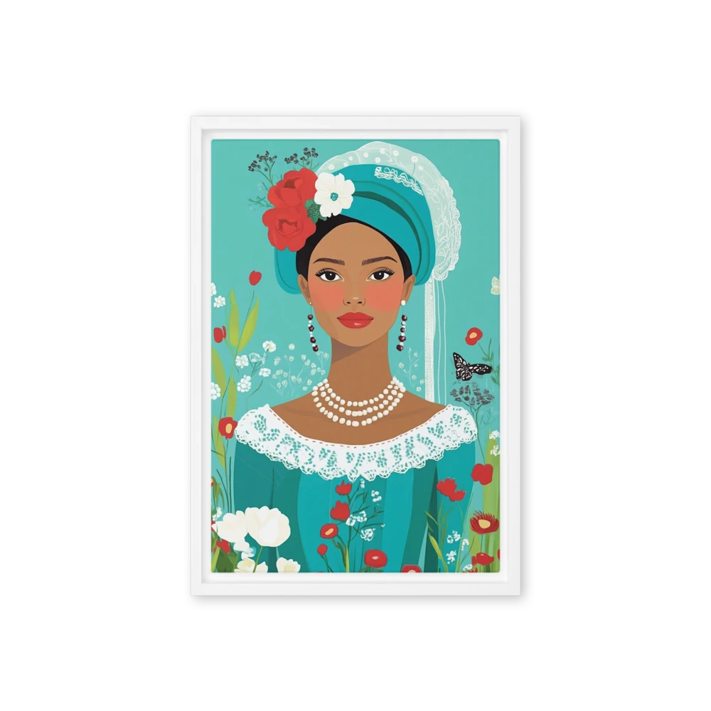 Floral Teal Portrait | Art Print