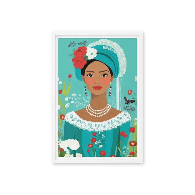 Floral Teal Portrait | Art Print