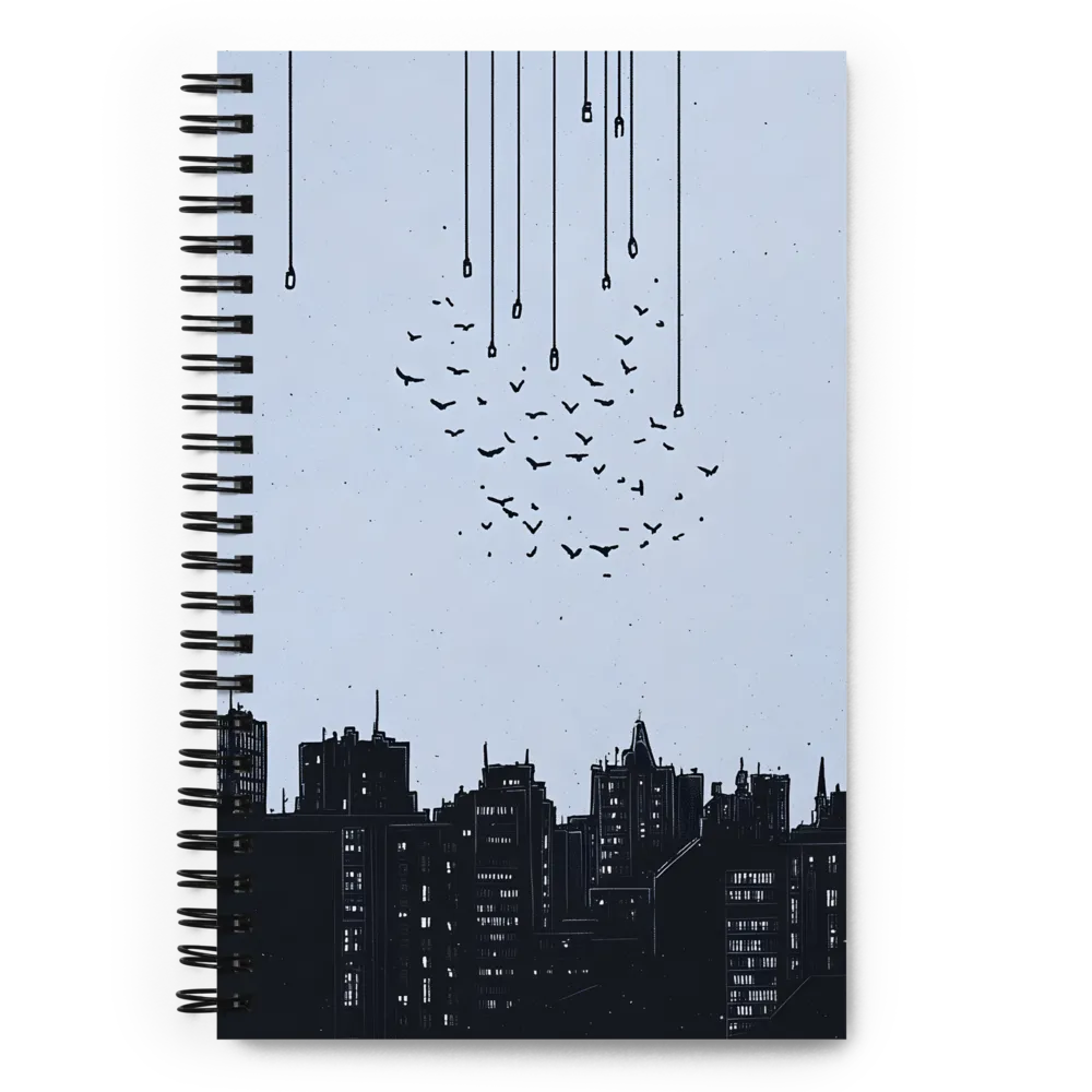 Cityscape with Flying Birds 
 Spiral Notebook | 140 pages