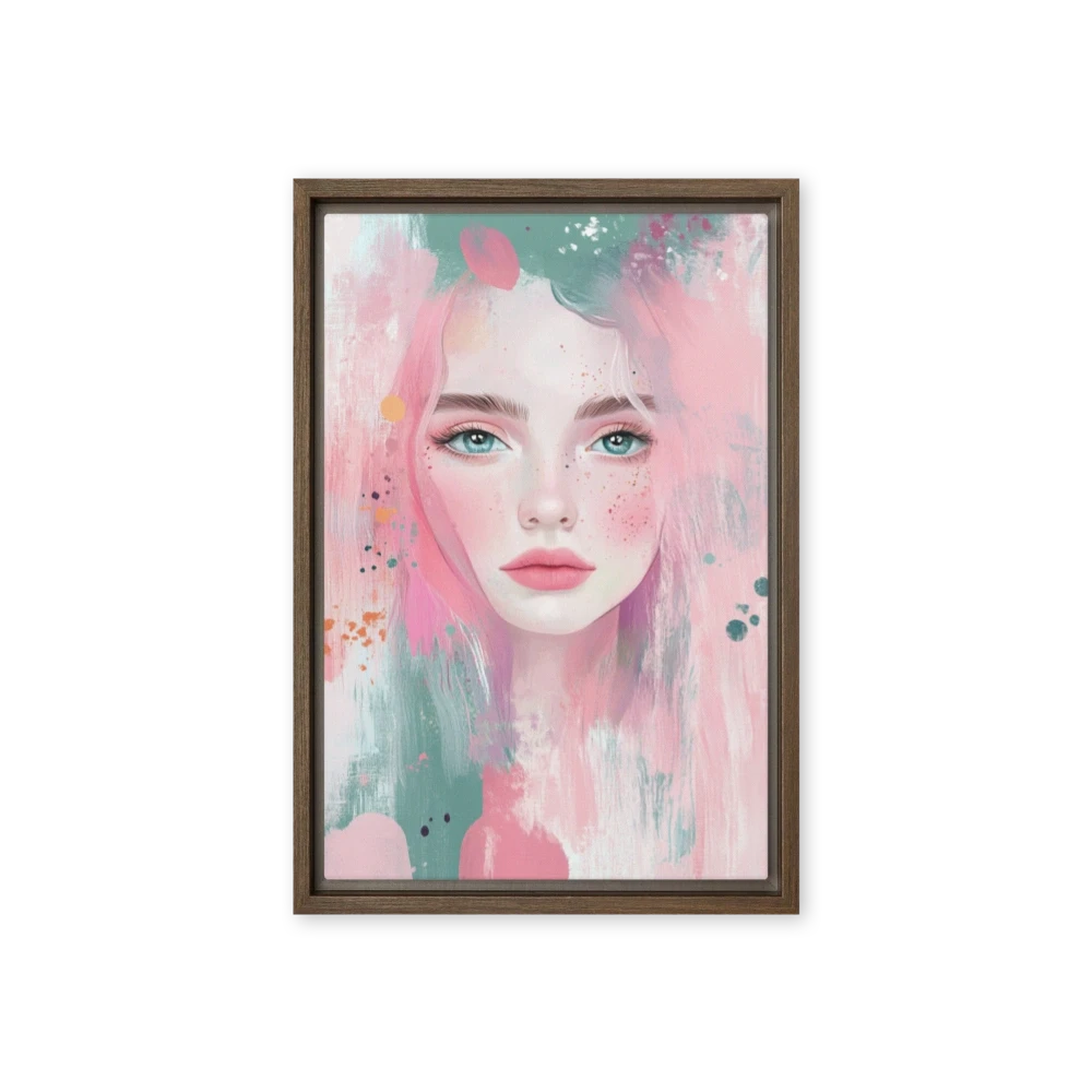Portrait of a Woman in Pink and Green