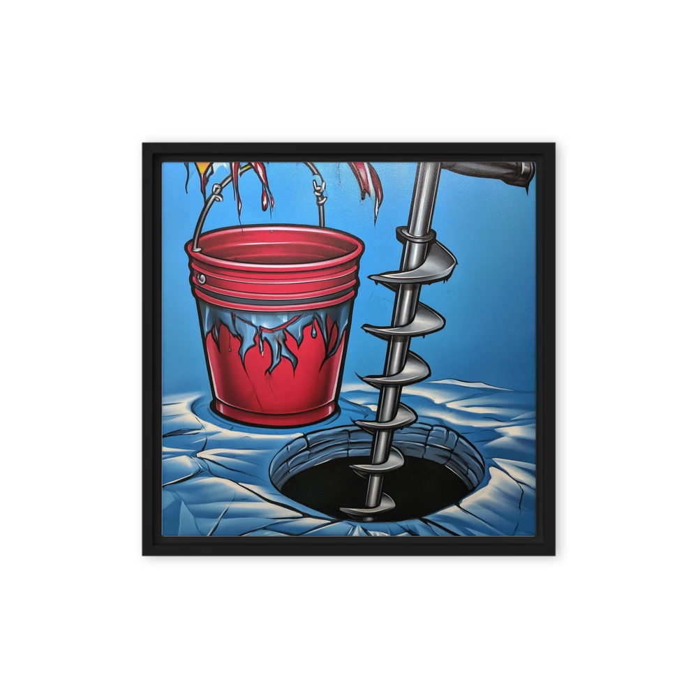 Red Bucket and Ice Auger | Art Print