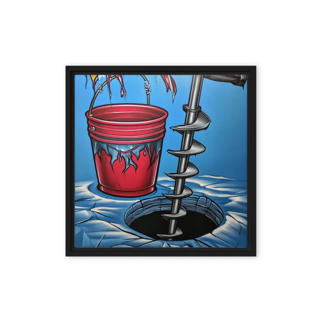 Red Bucket and Ice Auger | Art Print