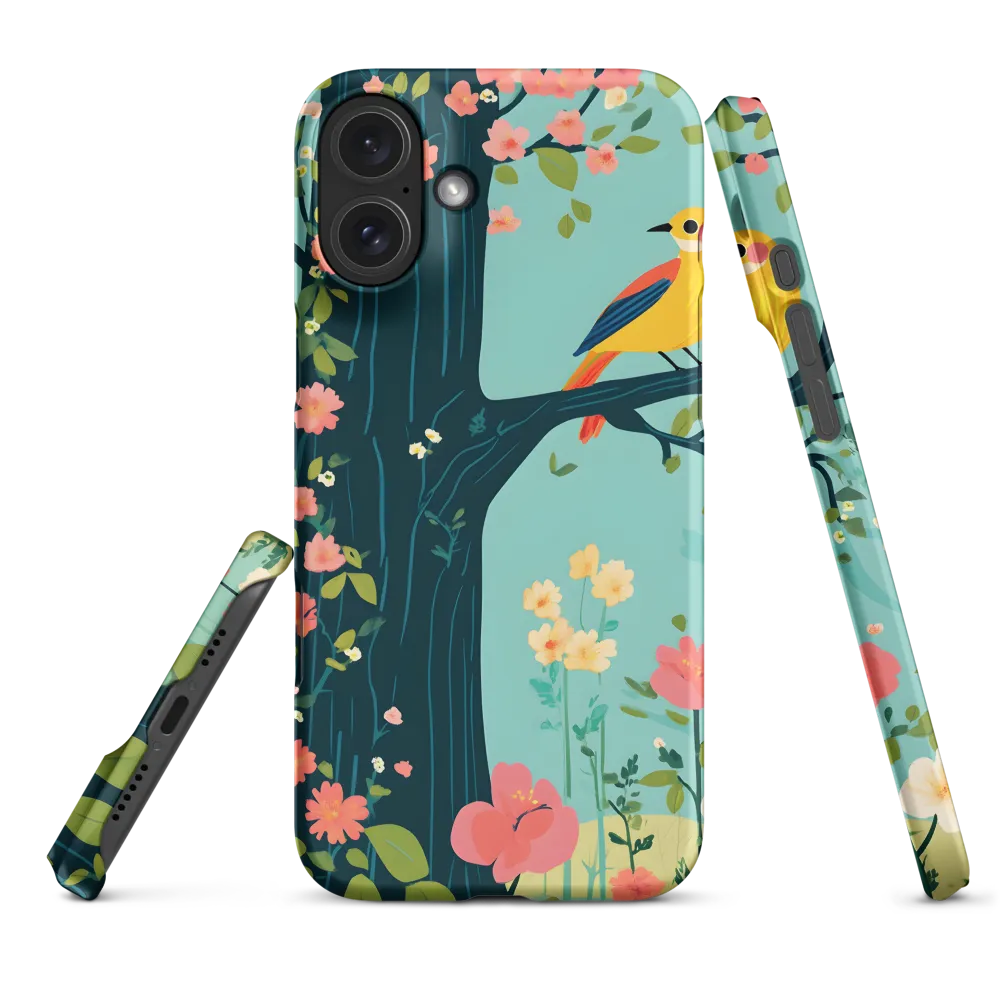 Yellow Bird on Tree with Flowers | Phone Case