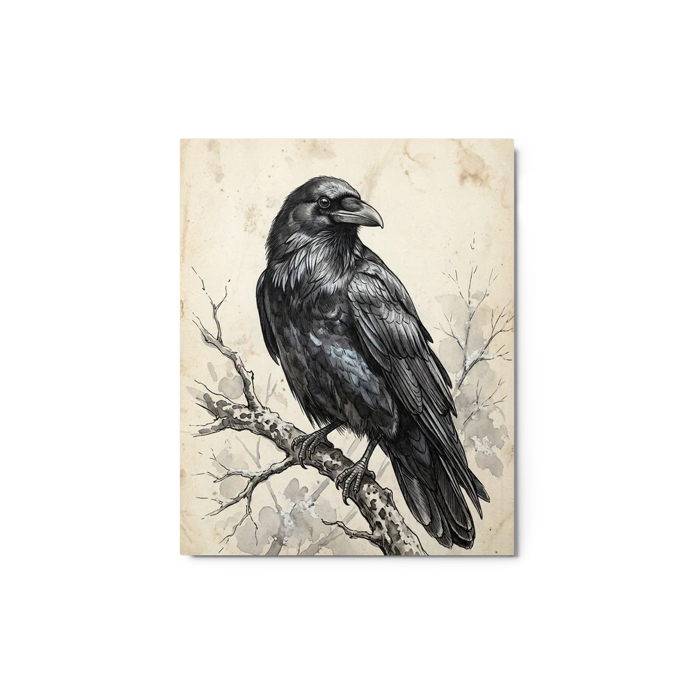Lone Raven on Branch | Art Print
