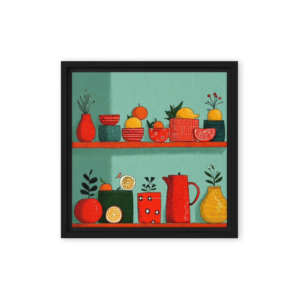 Rustic Kitchen Shelves 
 Poster with Black Frame | 10″x 10″