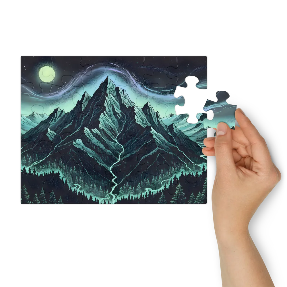 Stippled Mountain Aurora 
 Jigsaw Puzzle in Tin Box