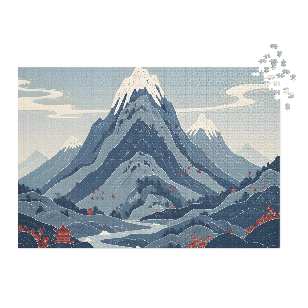 Tranquil Ukiyo-e Mountains