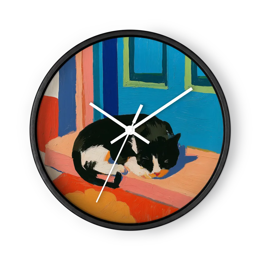 Resting Tuxedo Cat | Wall Clock