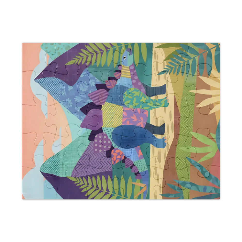 Quilted Stegosaurus 
 Jigsaw Puzzle in Tin Box