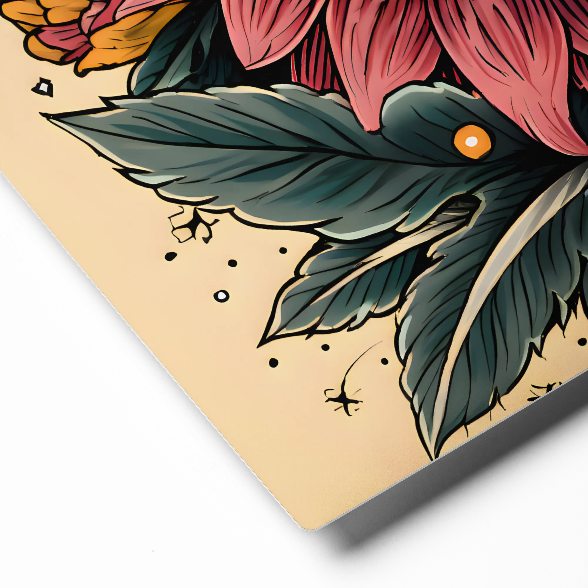 The Flora Lion 
 Canvas with Brown Frame