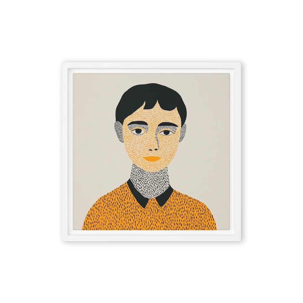Ochre Stippled Portrait | Art Print
