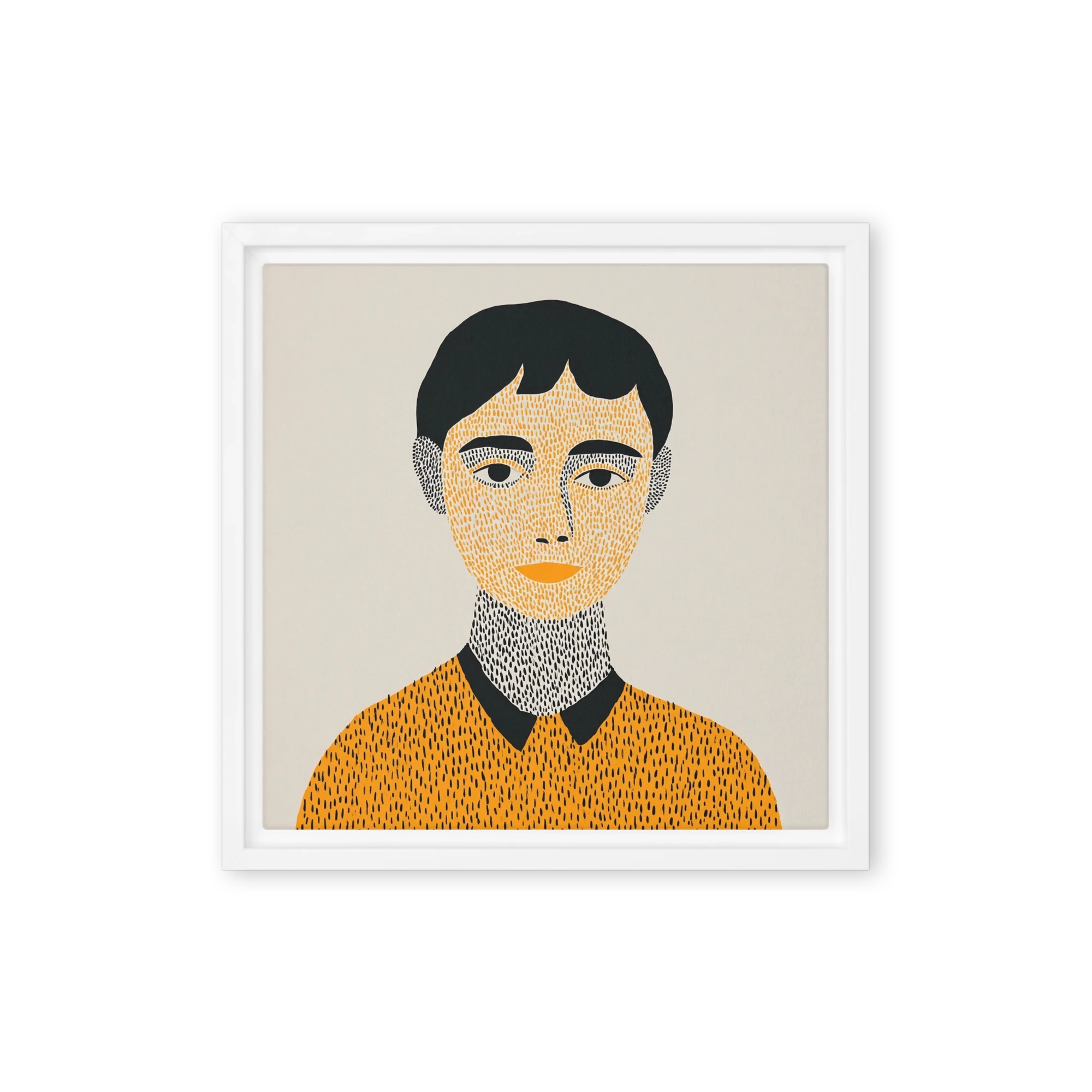 Ochre Stippled Portrait | Art Print
